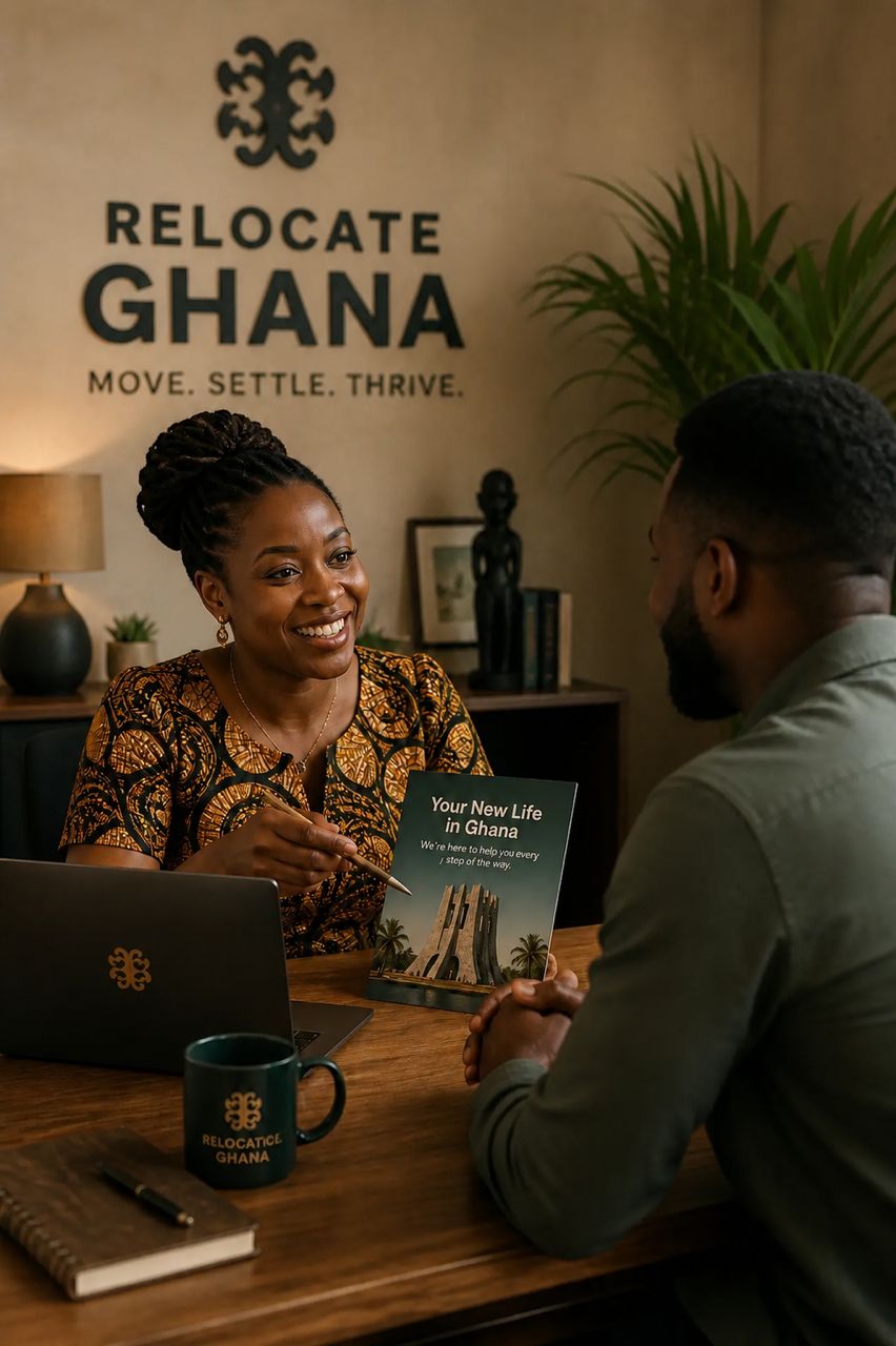Relocate Ghana consultant meeting with a client